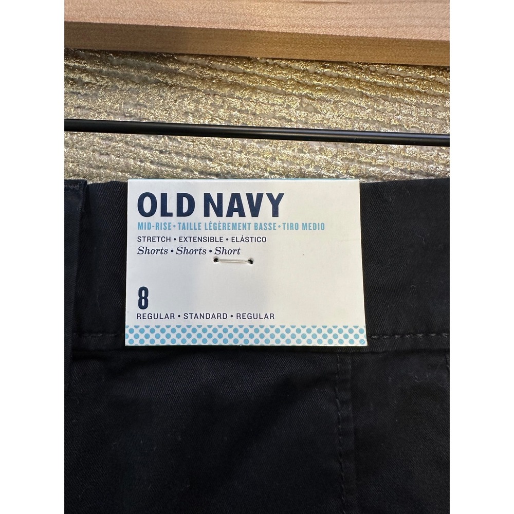 OLD NAVY Black Chino Mid-Rise Stretch Shorts Lightweight Travel Vacation NWT 8 - Picture 3 of 7
